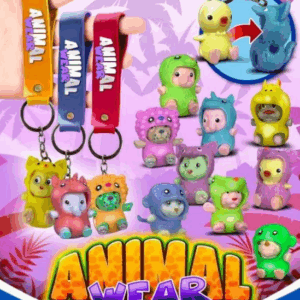 LOT 100 CAPSULES ANIMAL WEAR KEYCHAIN 65mm